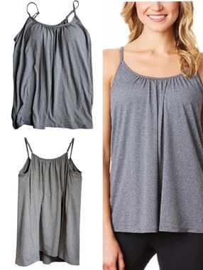32 DEGREES Cool Tank Top Built In Bra Heather Gray Large NWT